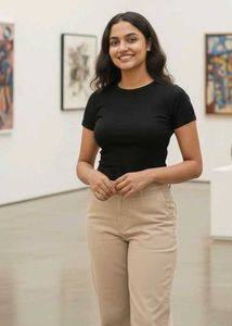 Beige Cotton Blend Pants