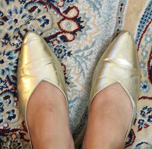 Gold Pointed Toe Flats
