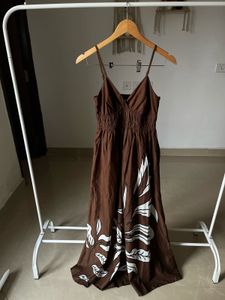 Brown Printed Fit&amp;Flared Maxi Dress 🤎🐻