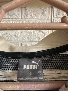 Original Puma Jacqaurd Stripped Polo Neck Grey Tee