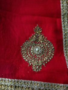 Red &amp; Gold Embellished Saree