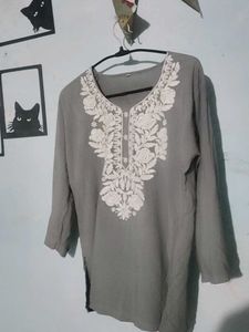Gray Tunic with Embroidery