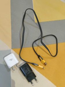 One 2 in 1 Charging Cable &amp; Two usb Adaptors