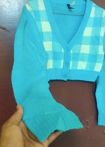 H&amp;M Brand Blue Checkered Cardigan