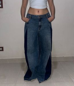 Unique Two-Tone Wide Leg Jeans