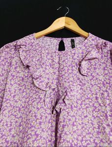 “Rio” Floral crepe Ruffle Top