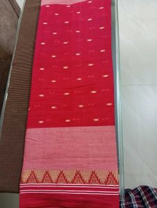 Red bengal taant pure cotton saree for daily Use