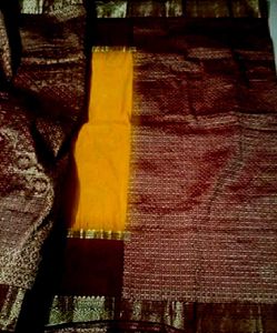 Yellow Color Colour Wedding Banarasi Silk sare