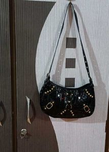 Vintage Black Embellished Shoulder Bag