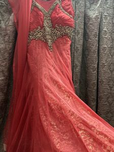 Traditional Pink Dress With Chuni
