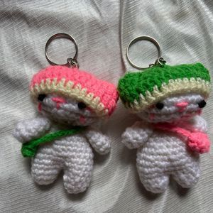 Matching Crochet Keychains🩷💚