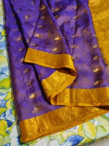 Purple &amp; Gold Kanchipuram Silk Saree