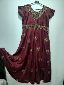 💥💥Embroidery Maroon Anarkali Kurti(XXL)