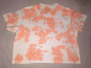 Pink &amp; Blue Crop Top, Orange TieDye, White Ribbed Top Combo