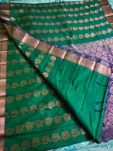 💚Bottle Green Semi Silk Saree