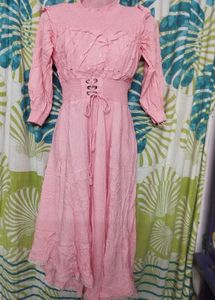 Pink Elastic Sleeve Kurti