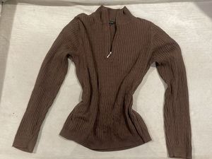 Chic Chocolate Brown Ribbed Knit Top – Size L