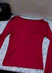 grey &amp; Red Long Sleeve Top