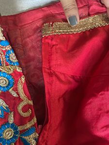 Blue Saree With Designer Blouse (never Used)