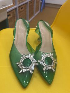 Green Jewel Heels