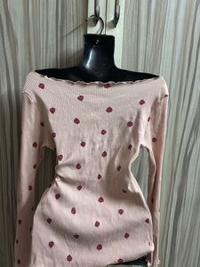 Strawberry Print Long Sleeve Top