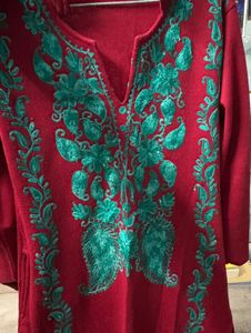 Red Embroidered Kurta