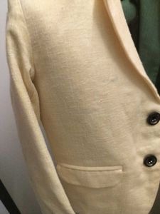Lemon Yellow Linen Coat For Kid