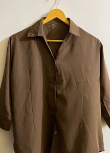 Brown Button-Up Top