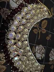 Maroon Kundan Necklace Set