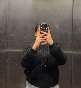 Chic Black Knit Cropped Sweater