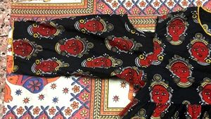 Handblock-Style Ethnic Black Kurta Tribal Face