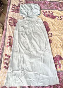 Satin Cyan Cut Out Dress