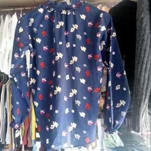 Navy Printed Blouse