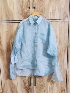 Grey Tissue Designer Shirt Size-48