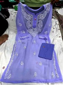 Embroidered Lavender Kurta Set