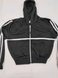 Striped Sleeve Black Hoodie (E)