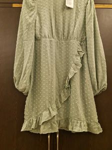 Chic Sage Green Ruffle Mini Dress