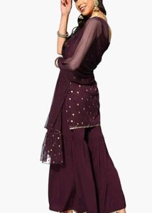 Wine coloured Sharara set