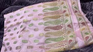 Pink Silk Blend Fabric with Leaf Pattern Suit