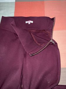 Burgundy High-Waisted Pants