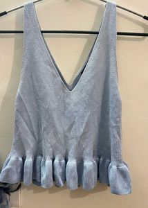 Light Blue Peplum Tank Top