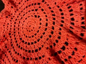 Handmade Crocheted Doily - Coral Table Decor