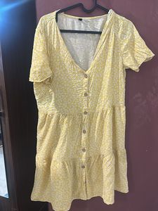 Yellow Floral Tiered Dress