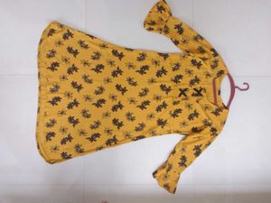 Floral Print Yellow Dress