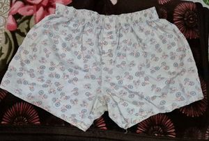 White Floral Print Shorts