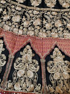 Elegant Black &amp; Gold Embroidered Gown