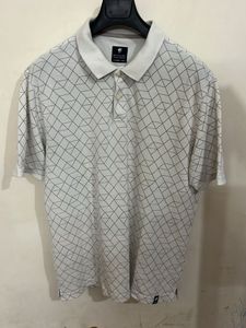 Patterned White Polo Shirt