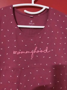 Mommyhood Maroon Tee and Pant