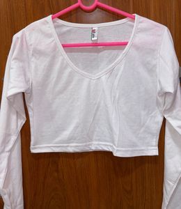 V Neck Crop T Shirt