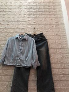 cute sky, blue top and unique colour Jeans🍬